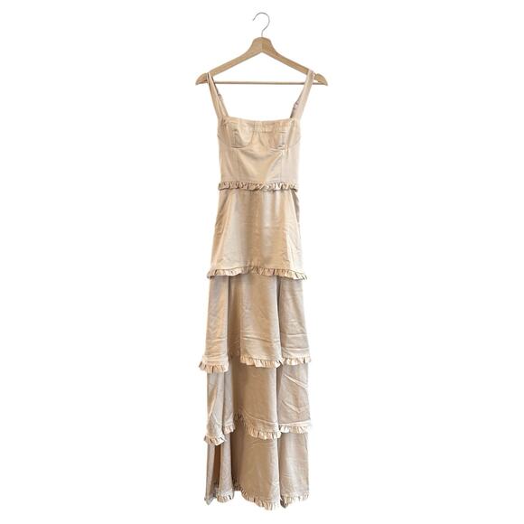 Show Me Your Mumu Lady Corset Dress in Champagne Luxe Satin XS NWT - Picture 3 of 7